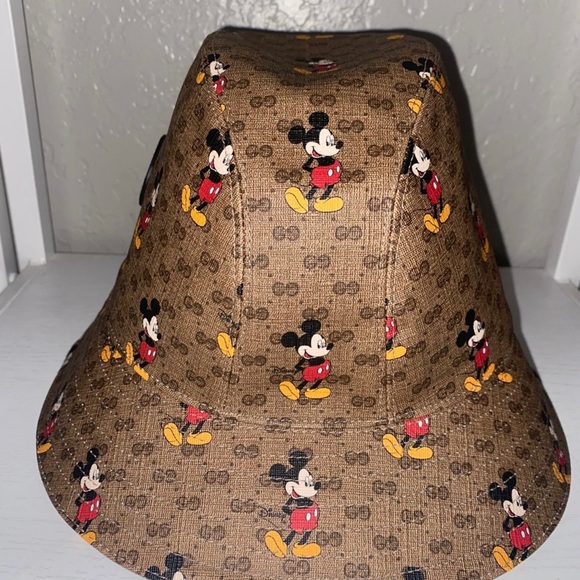 🔥 SOLD 🔥 AUTHENTIC GUCCI X MICKEY GG SIGNATURE MONOGRAM BUCKET HAT SZ M HTF - Picture 8 of 11